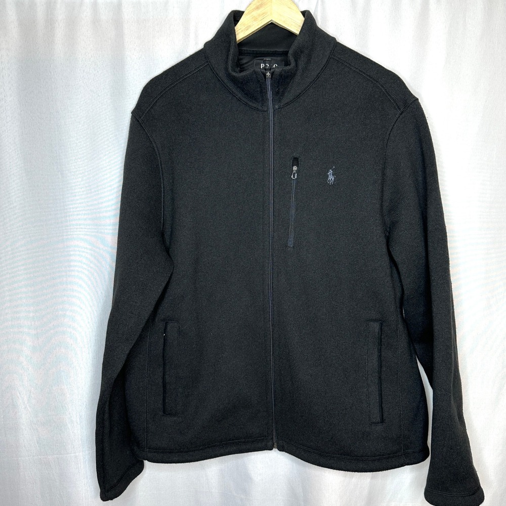 Polo Ralph Lauren Full Zip Performance Fleece LARGE Preppy Outdoor Utility Logo
